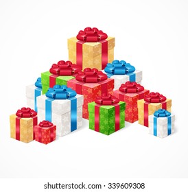Present Box Set. The Pile Of Presents Symbol Of The Holiday. Vector illustration