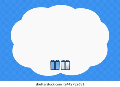 present box and speech bubble message card illustration material