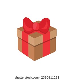 present box , surprise brown gift box, birthday celebration, special gift package, loyalty program gift, wonder gift  vector icon, flat illustration