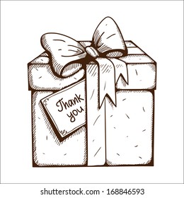 Present Box Thank You Text Sketch Stock Vector Royalty Free