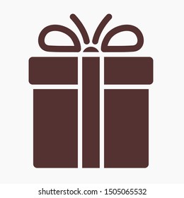 Present box vector icon. Gift box icon. Vector gift box with ribbon. Christmas present wrapped with a bow