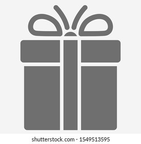 Present box vector icon. Gift box icon. Vector gift box with ribbon. Christmas present wrapped with a bow