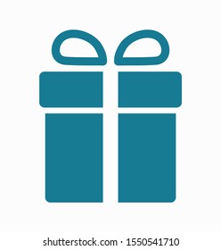 Present box vector icon. Gift box icon. Vector gift box with ribbon. Christmas present wrapped with a bow