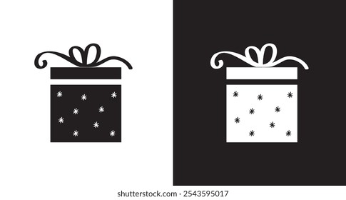 Present box vector icon. Gift box icon. Vector gift box with ribbon. Christmas present wrapped with a bow