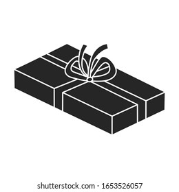 Icono de vector de cuadro actual.Icono de vector negro aislado en el cuadro de presentación de fondo blanco.