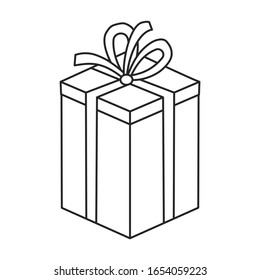 Present box vector icon.Outline vector icon isolated on white background present box.