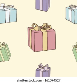 Present box, vector seamless pattern