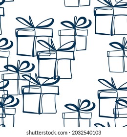 present box vector seamless pattern outline decorative