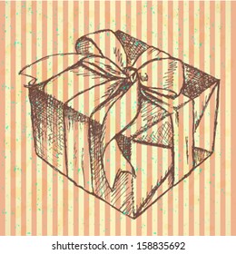 Present box, vector sketch background