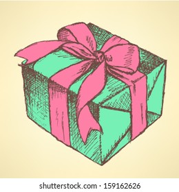 Present box, vector sketch background