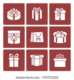 Present boxes icons set for online delivery website isolated vector illustration
