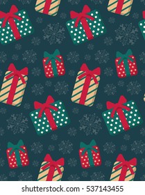 Present boxes seamless pattern. Retro style for Christmas and New Year design.
