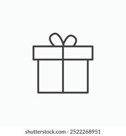 Present boxline in Thin line black color. flat simple vector symbols illustration.