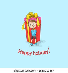 present boy holiday joy vector happy