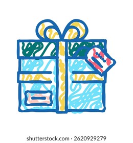 present cardboard box doodle icon sketch vector. present cardboard box sign. isolated symbol illustration