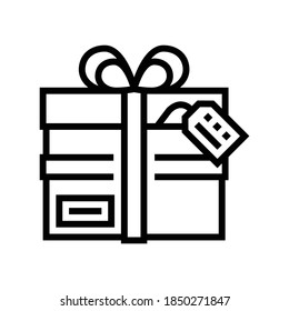 present cardboard box line icon vector. present cardboard box sign. isolated contour symbol black illustration