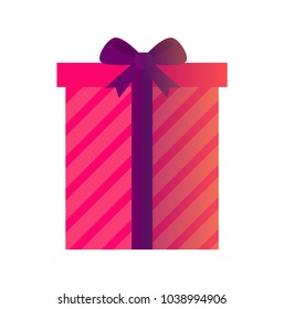 Present and Christmas elegance, gift with cute bow made of ribbon, wrapping covering box with something inside of it vector illustration