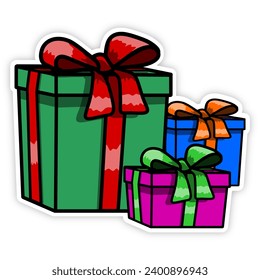 Present. Christmas presents. Ties. Figurines. Three gift boxes. Christmas. 