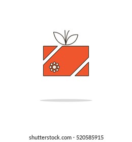 Present color thin line icon.Vector illustration