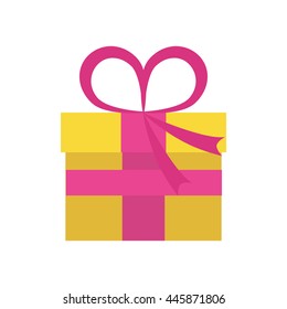 Present concept represented by gift with ribbon icon. isolated and flat illustration 
