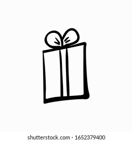Icono de doodle presente. Dibujo a mano. Ilustración vectorial.