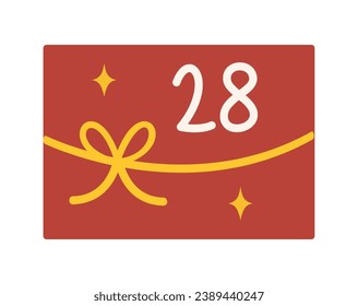 Present in flat cartoon design. This illustration features element of collection, vividly colored present, coming together to form a lively and celebratory design. Vector illustration.