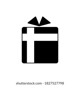 Present gift box black icon. Vector isolated elements. Christmas gift icon illustration vector symbol. Surprise present linear design.