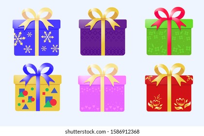 Present, gift box colorful vector icons set
