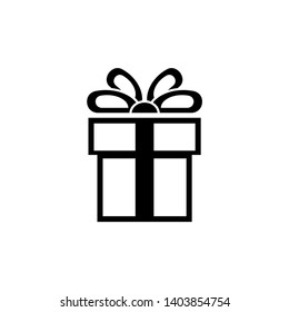 Present, Gift Box. Flat Vector Icon illustration. Simple black symbol on white background. Present, Gift Box sign design template for web and mobile UI element