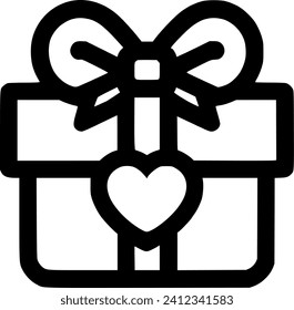 Present, gift box with heart icon vector, filled flat sign, solid sign, symbol, vector, art