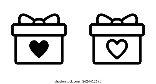 Present gift box with heart icon. Surprise present design.
