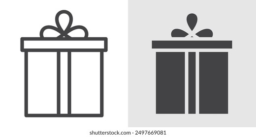 Present gift box icon Black line art vector logo set