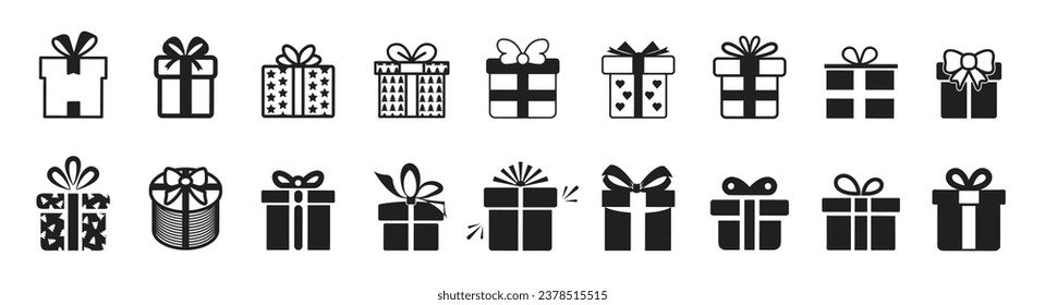 Icono de la caja de regalo. Símbolo vectorial de la ilustración del icono de regalo de Navidad. Elementos aislados del vector.