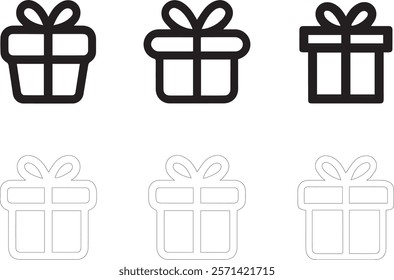 Present gift box icon collection Vector isolated elements