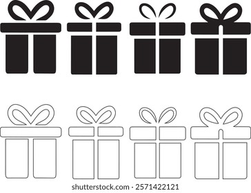 Present gift box icon collection Vector isolated elements