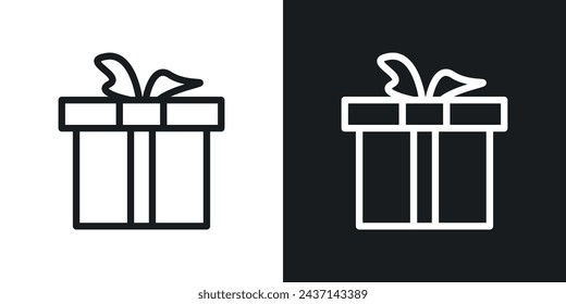 Present Gift Box Icon Designed in a Line Style on White background.