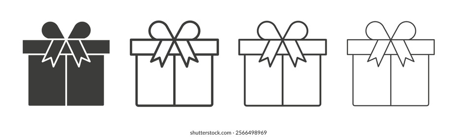 Present gift box icon flat and linear vector illustration on white background.