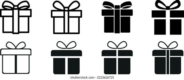 Geschenkbox-Icon. Geschenkbox-Symbol im Linienstil einzeln auf Weiß. Weihnachtsgeschenk Symbol Illustration Vektorsymbol. Geschenk setzt anderes Symbol Zeichen. Überraschung. Vektorgrafik