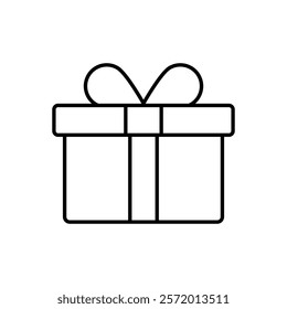 Present gift box icon in liner stroke style