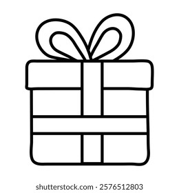 Present gift box icon Outline vector for web ui