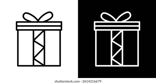 Present gift box icon outline collection for web design