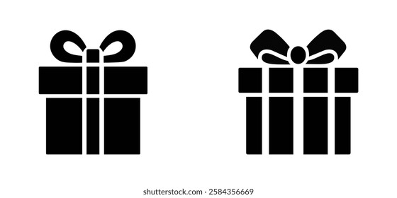 Present gift box icon set. Surprise gift box in flat style. Vector illustration