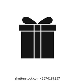 Present gift box icon Simple thin line flat symbol