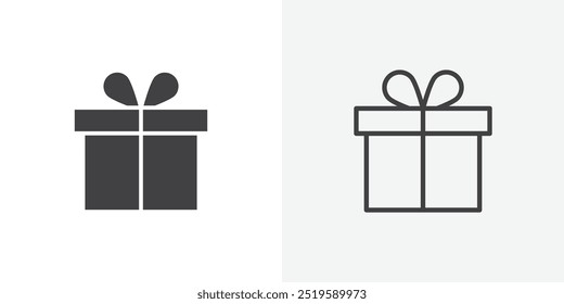 Present gift box icon. solid filled and stroke thin line style eps 10