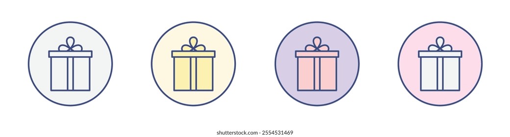 Present gift box icon Thin line flat illustration