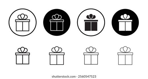 Present gift box icon Thin line flat illustration