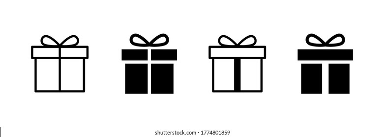 Present gift box icon. Vector isolated elements. Christmas gift icon illustration vector symbol. Surprise present linear design. Stock vector. EPS 10