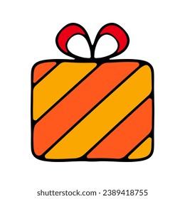 Present gift box icon. Vector isolated elements. Christmas gift icon illustration vector symbol. New Year, Christmas, holiday, gift, Santa, celebration, January 1, winter.