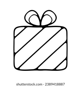 Present gift box icon. Vector isolated elements. Christmas gift icon illustration vector symbol. New Year, Christmas, holiday, gift, Santa, celebration, January 1, winter.