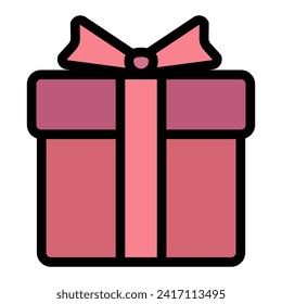 Present gift box icon. Vector isolated elements. Romantic gift icon illustration symbol. Surprise present linear design. Vector flat design for poster, card, wallpaper, poster, banner, packaging